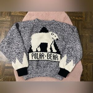 Vintage Handmade knitted wool polar bear sweater